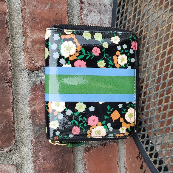 Tory Burch Handbags - Tory Burch Vilette Patent Floral Leather Zip Around Compact Wallet Designer